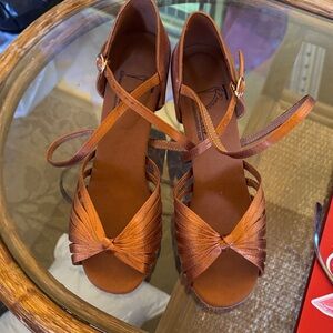 G. Franco Copper Satin Brown Strappy Dance Shoes